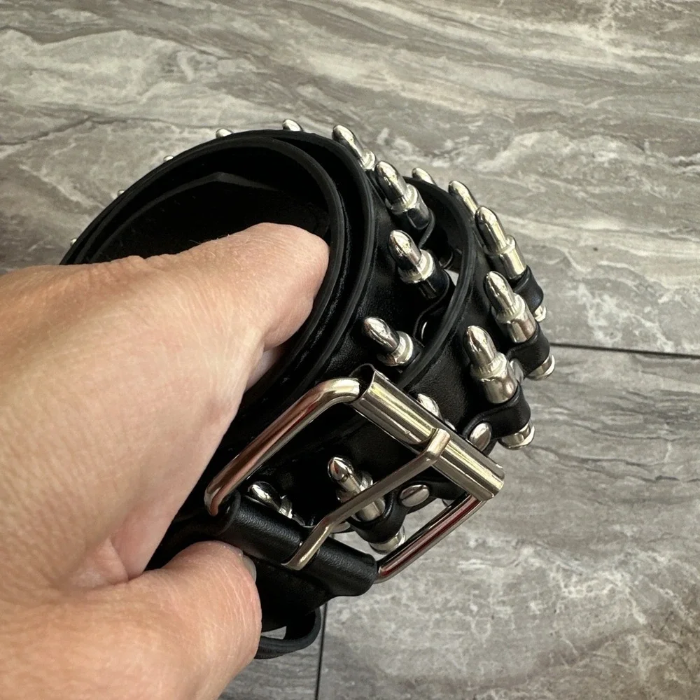 Studded Belt Bullet Rivets Belt Y2k Secene Costume Women Men Goth Belts 44